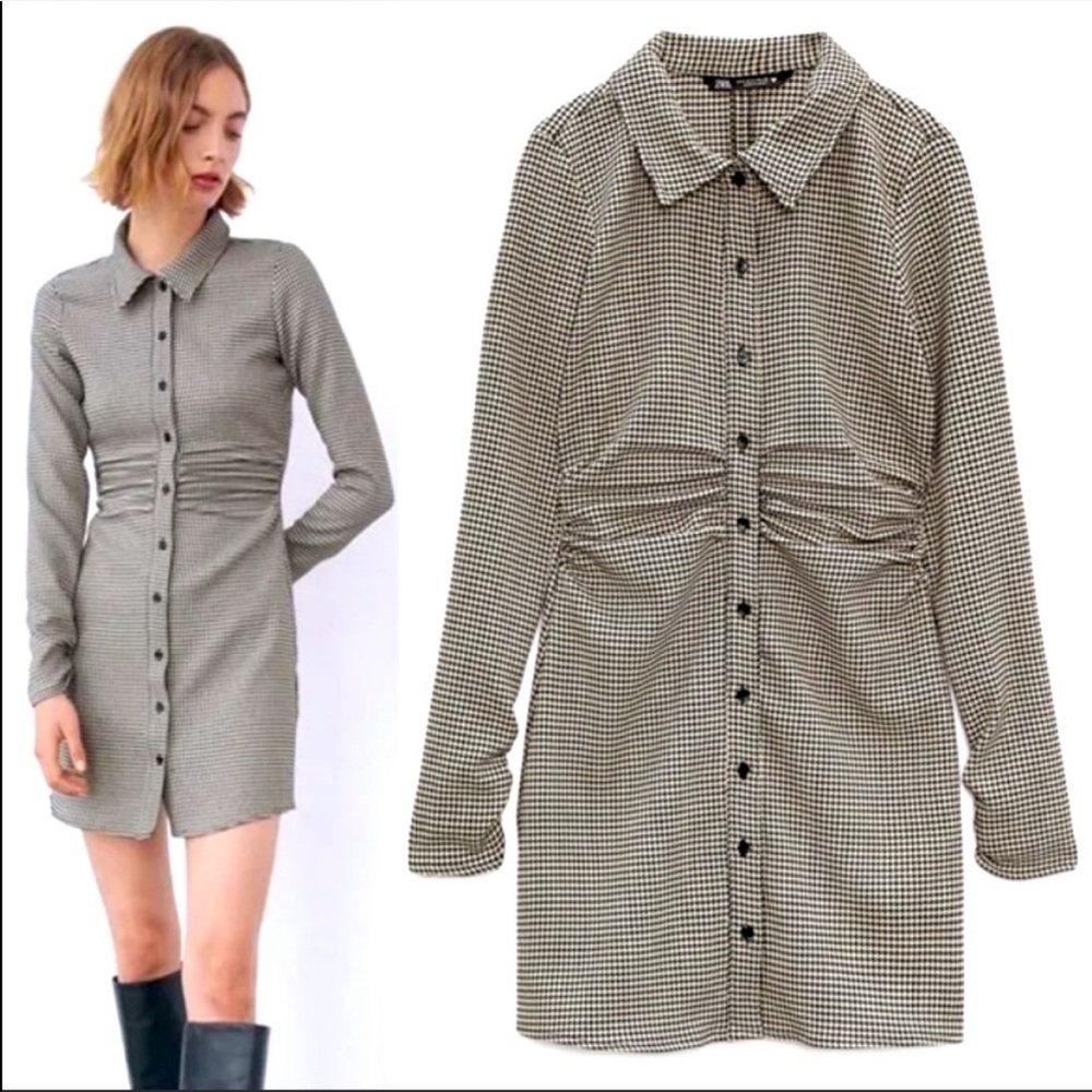 Zara Button down Houndstooth dress
